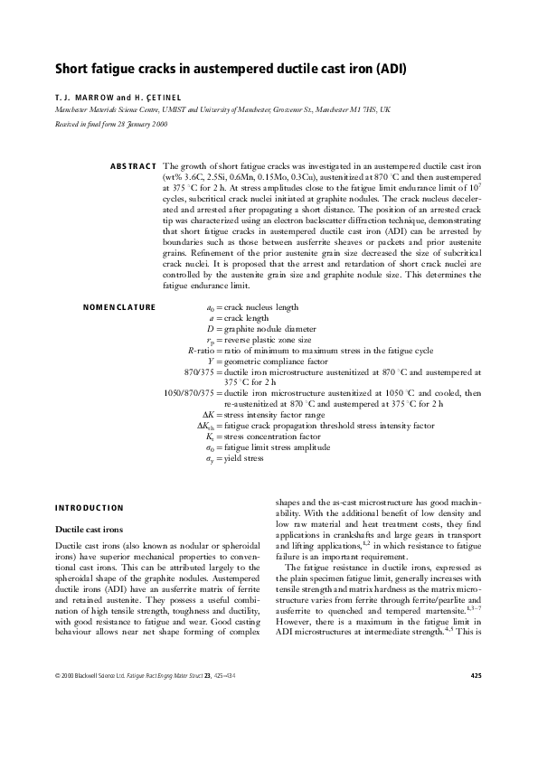 Contact Fatigue Strength Of Austempered Ductile Iron Adi In Gear Applications