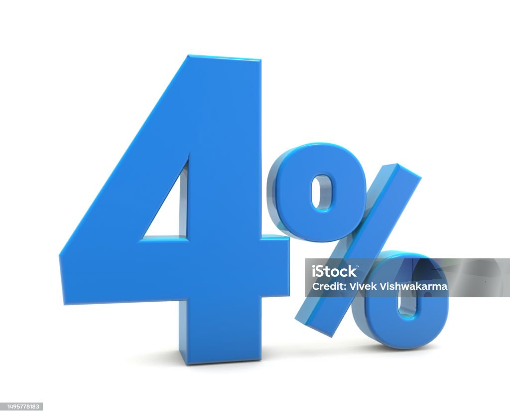 Foto De 4 Sinal Percentual Isolado No Fundo Branco 4 De Desconto 3D 4