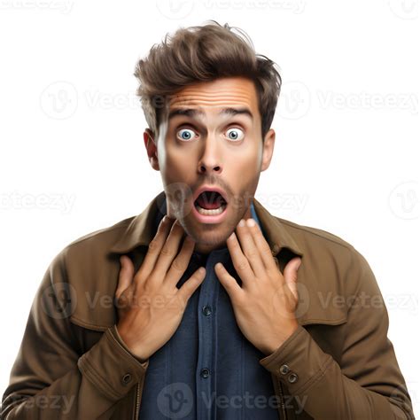 Half Body Portrait Of A Man With Shocked Expression Isolated On