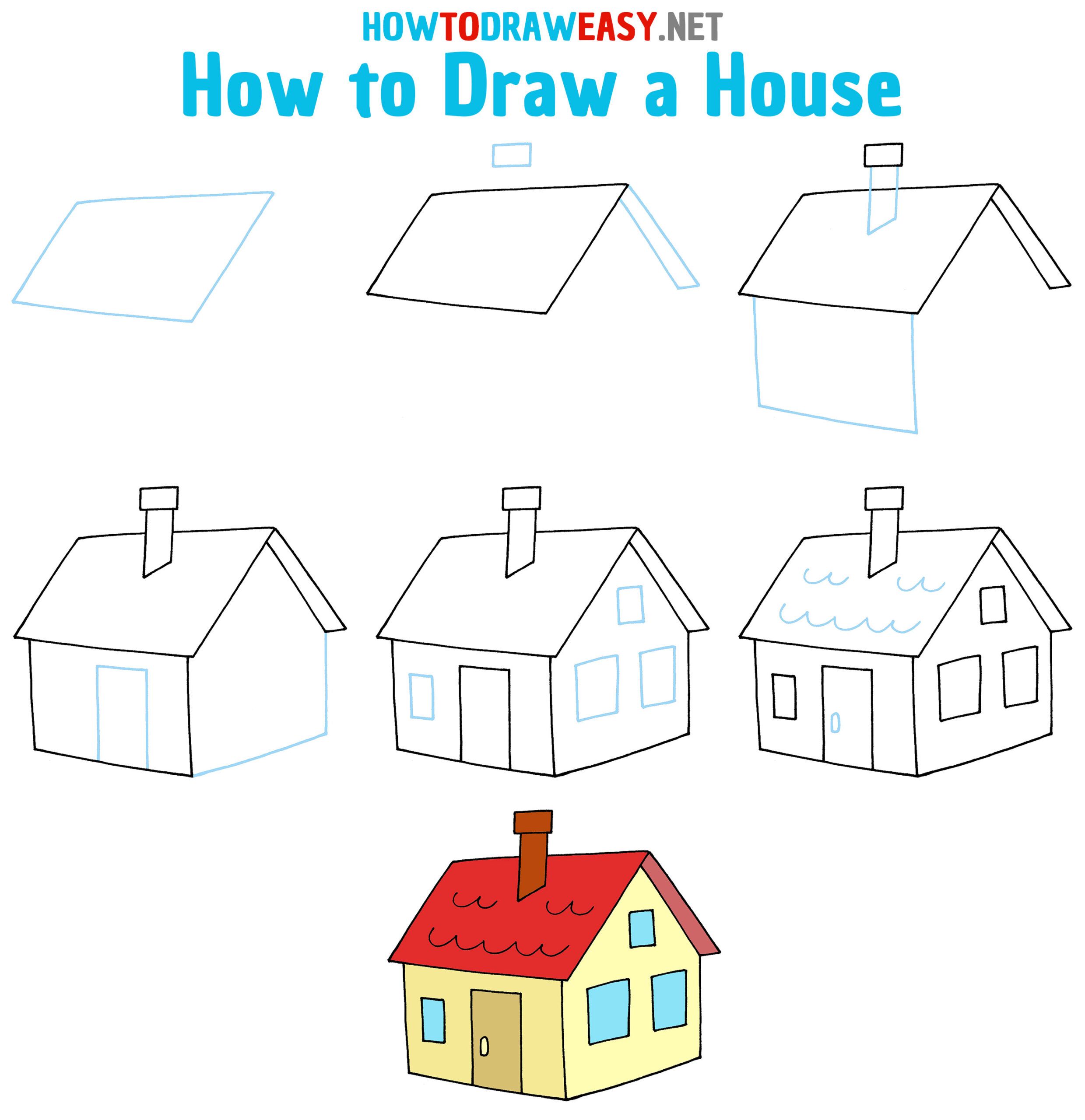 How To Draw A House Step By Step Drawingnow How To Draw A House Two