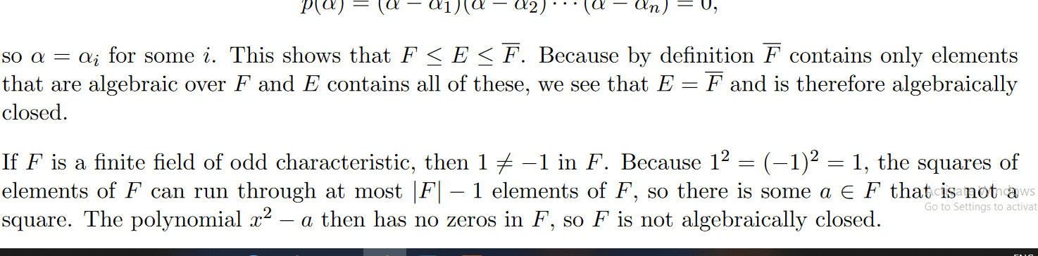 Is Z/P Algebraically Closed? What Does That Mean For Finite Fields?