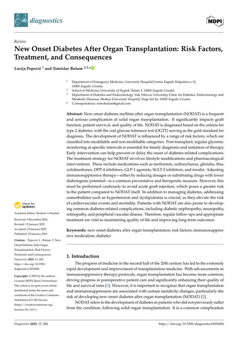 New Onset Diabetes After Organ Transplantation Risk Factors Treatment And Consequences New Onset Diabetes After Organ Transplantation Risk Factors Treatment And Consequences