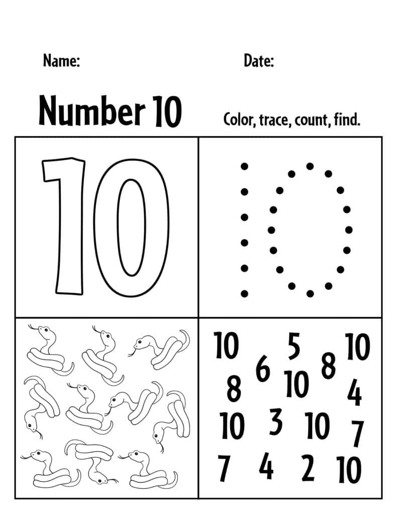 Number 10 Worksheet Preschool