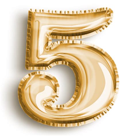 Number 5 Metallic Gold Number Balloon Airfoil Filled Number