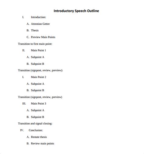 Master This: Short Introduction Speech Outline Blank For Crisp Opener