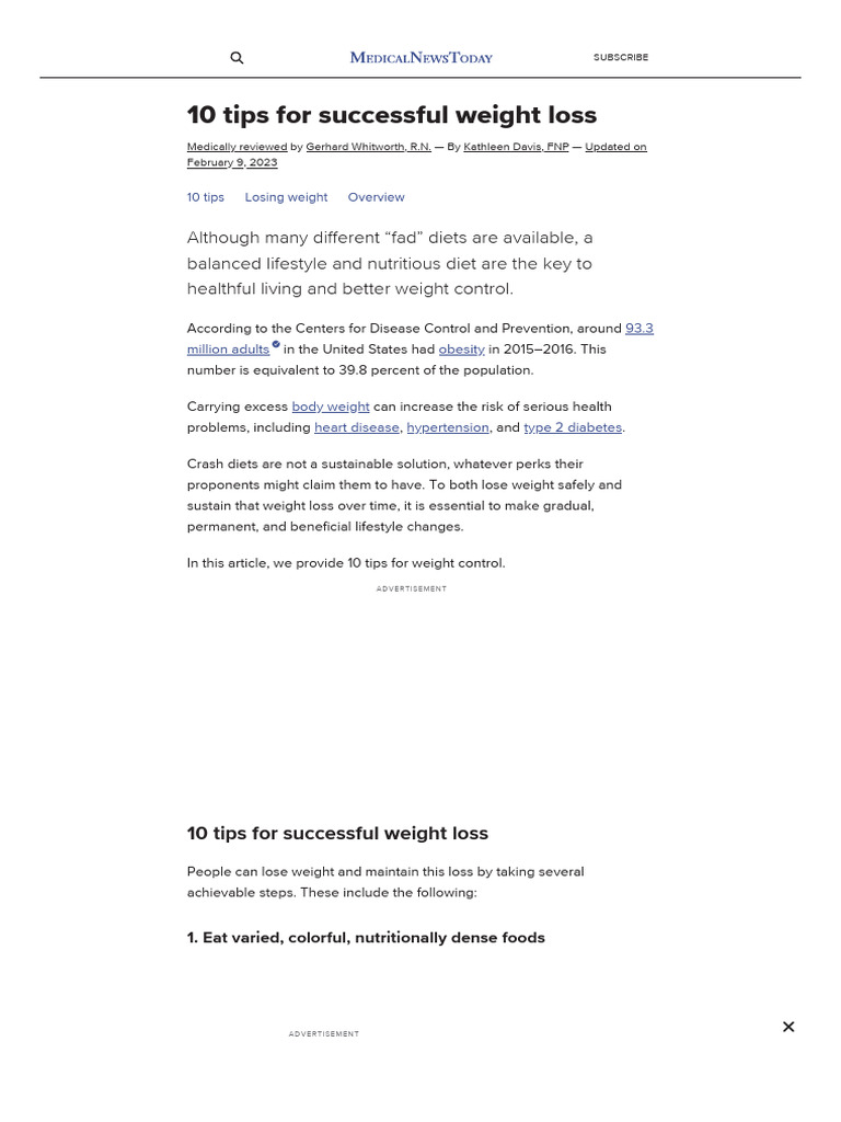 Successful Weight Loss 10 Tips To Lose Weight