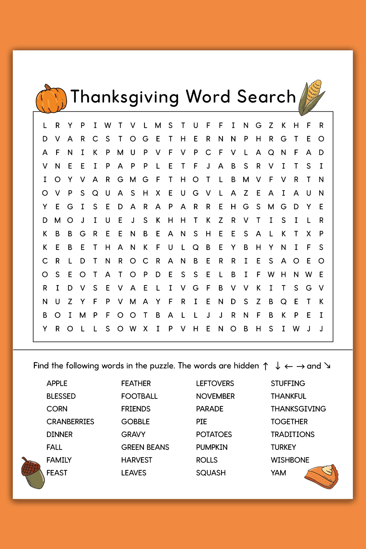 Beginner Guide: Thanksgiving Word Search Answers: Challenging