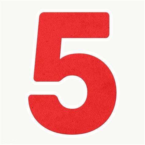 The Number Five In Red On A White Background